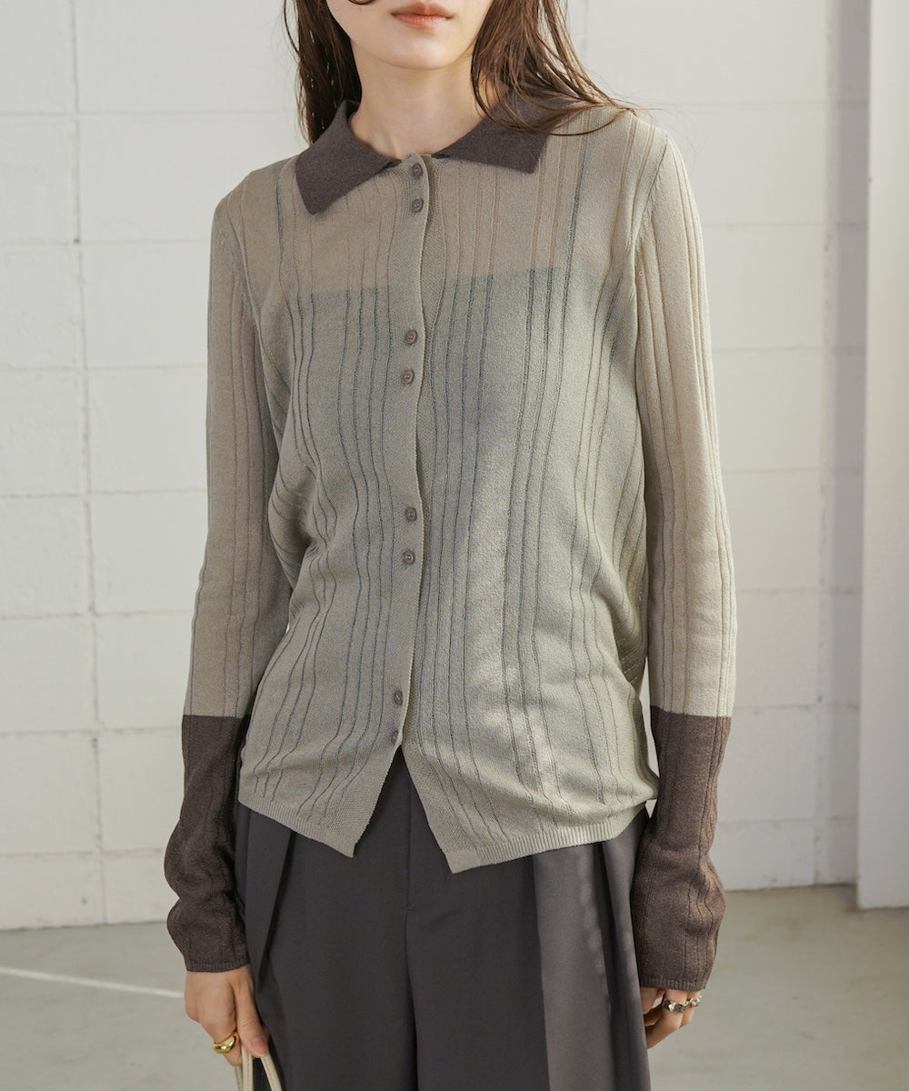 サマーニット襟付きカーディガン