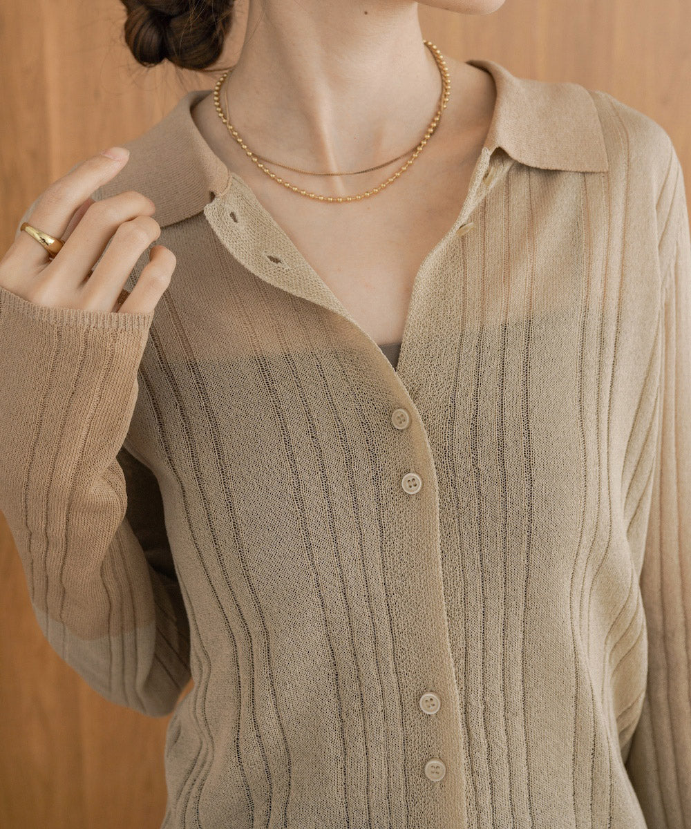サマーニット襟付きカーディガン