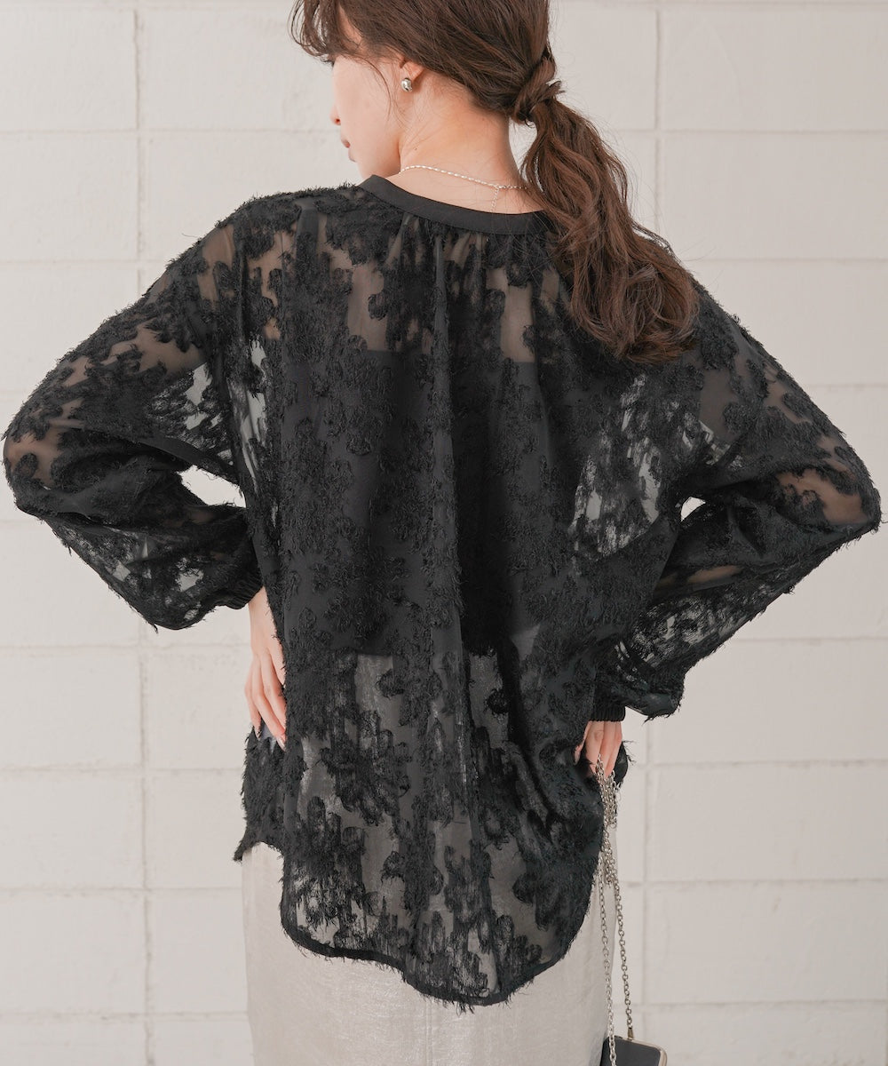 フェザージャガード前後2WAYロングブラウス