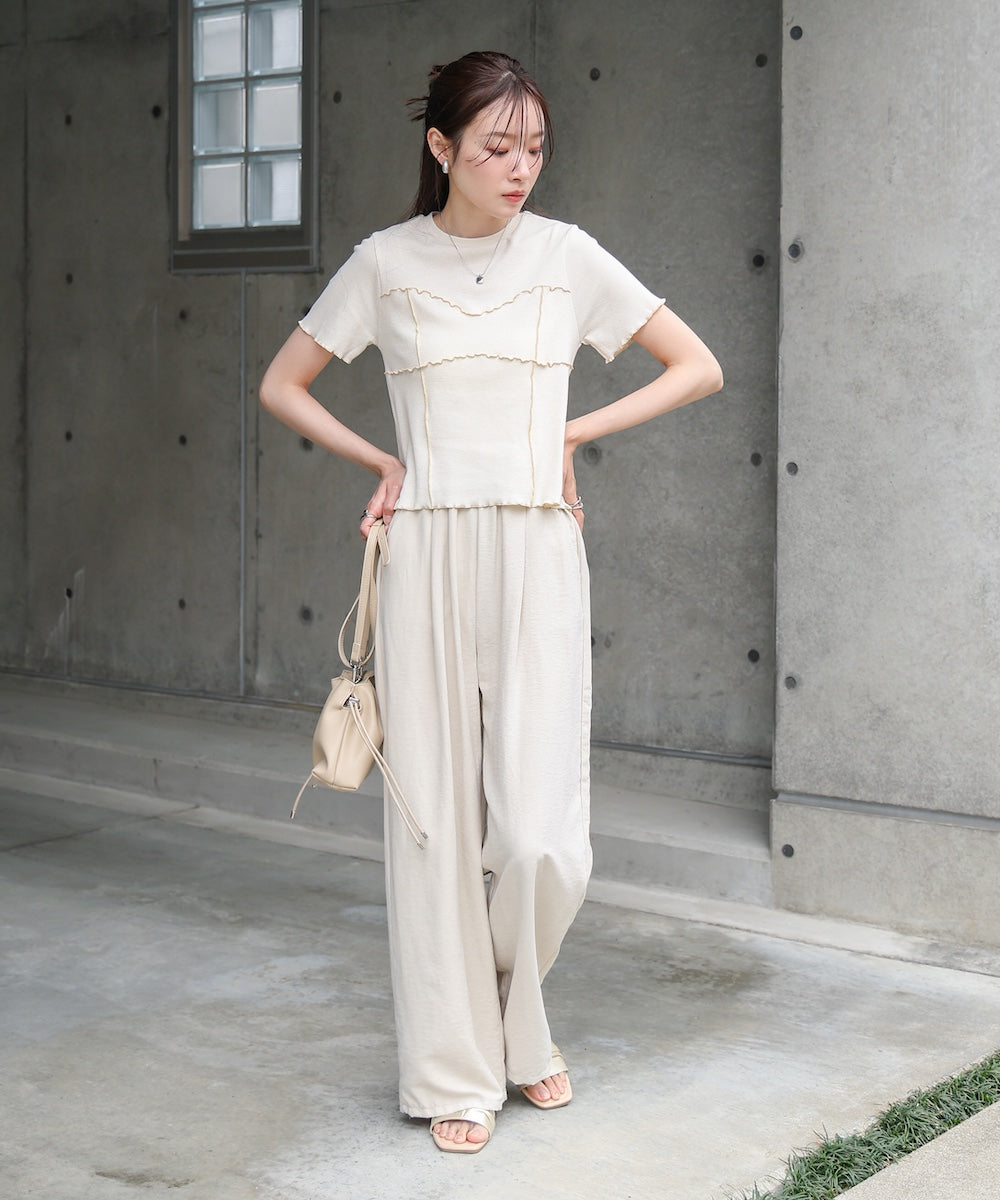 ビスチェライク配色メロウカットソー