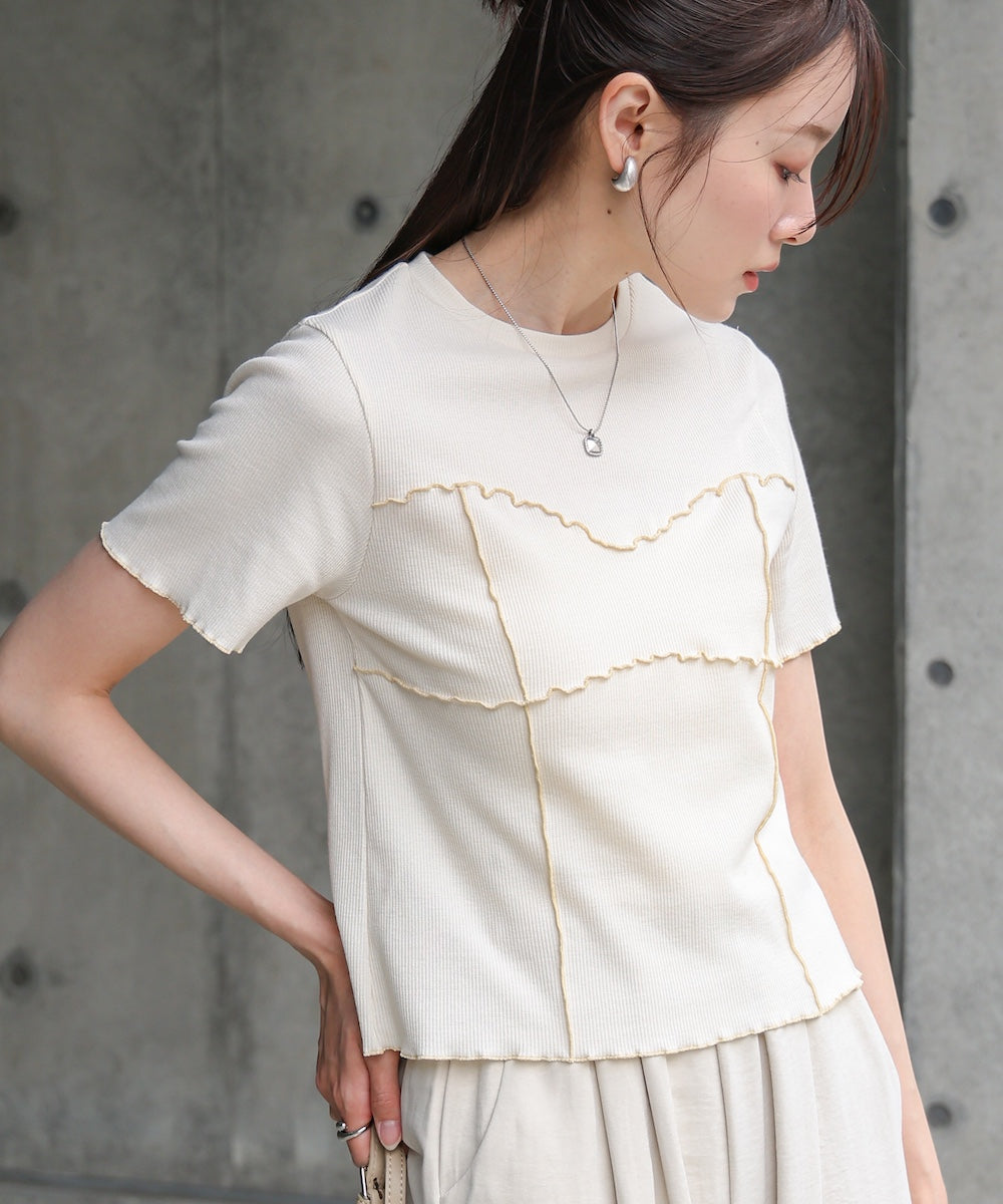 ビスチェライク配色メロウカットソー