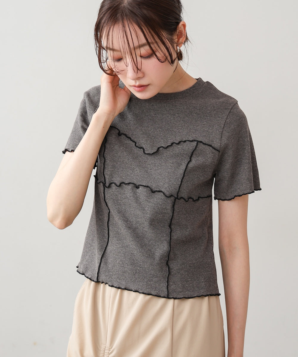 ビスチェライク配色メロウカットソー