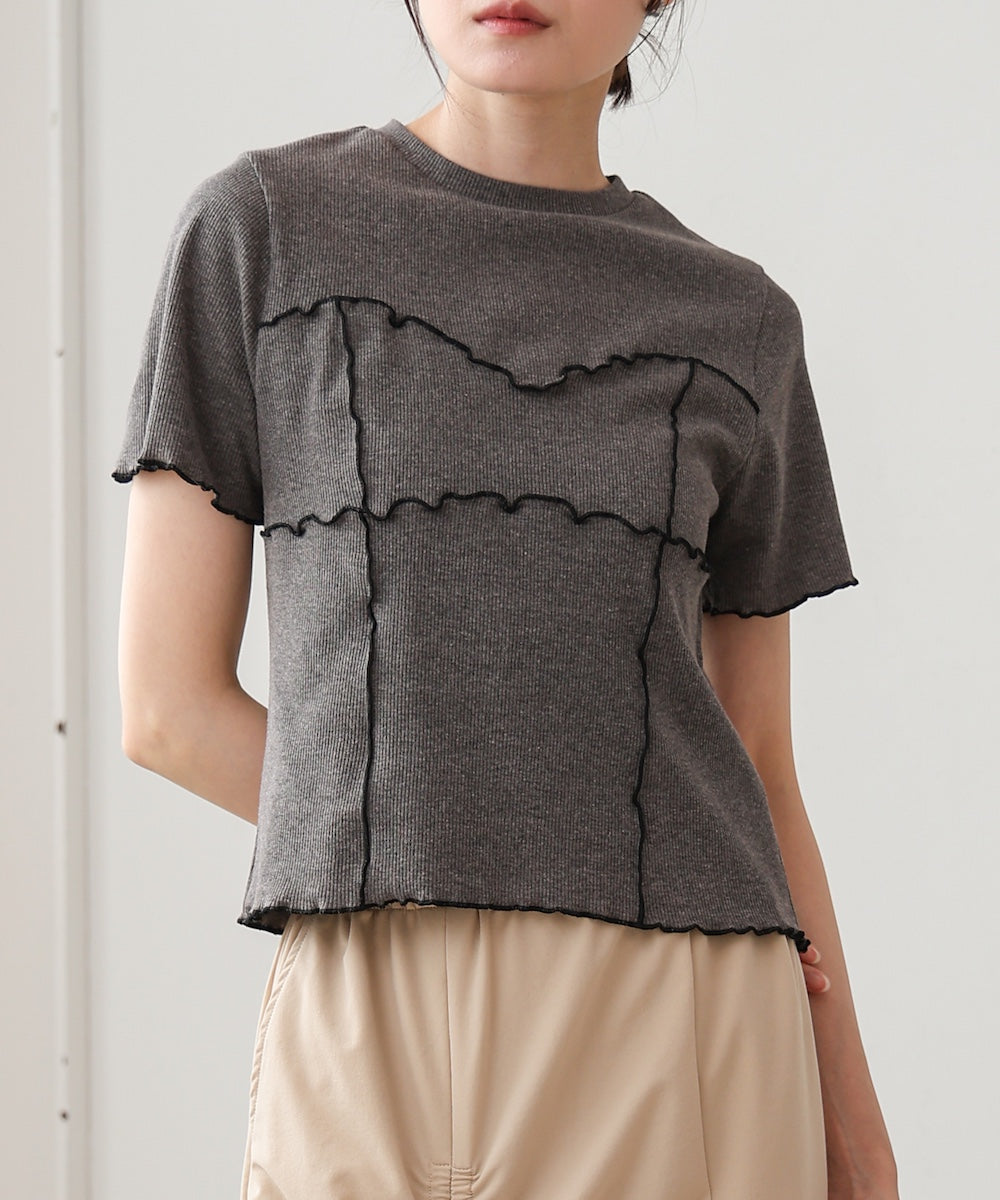 ビスチェライク配色メロウカットソー