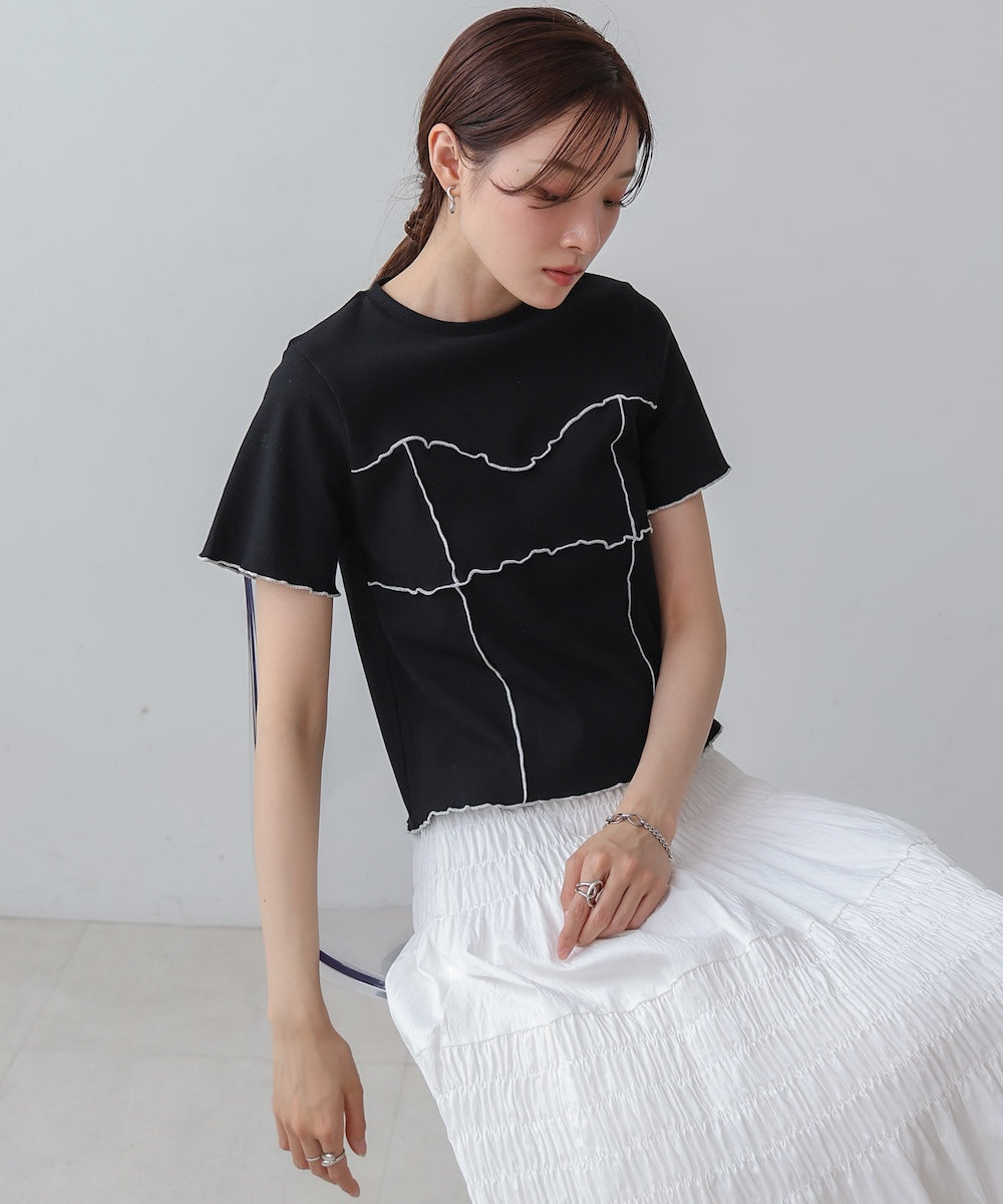 ビスチェライク配色メロウカットソー