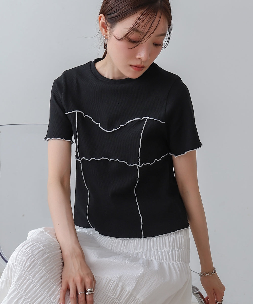 ビスチェライク配色メロウカットソー