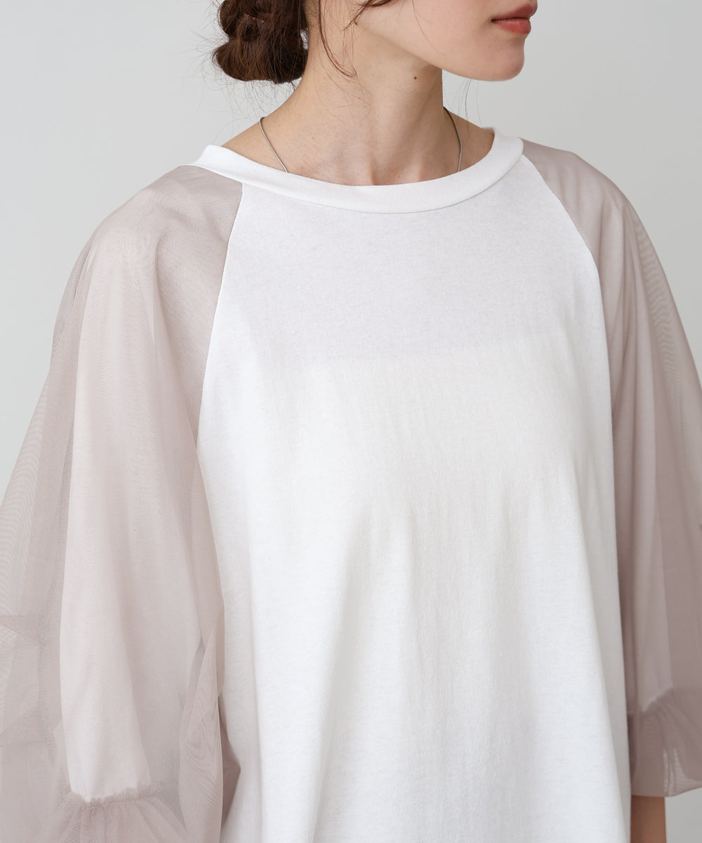 チュールバルーンスリーブシャツ
