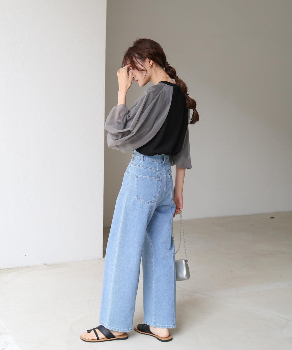 チュールバルーンスリーブシャツ