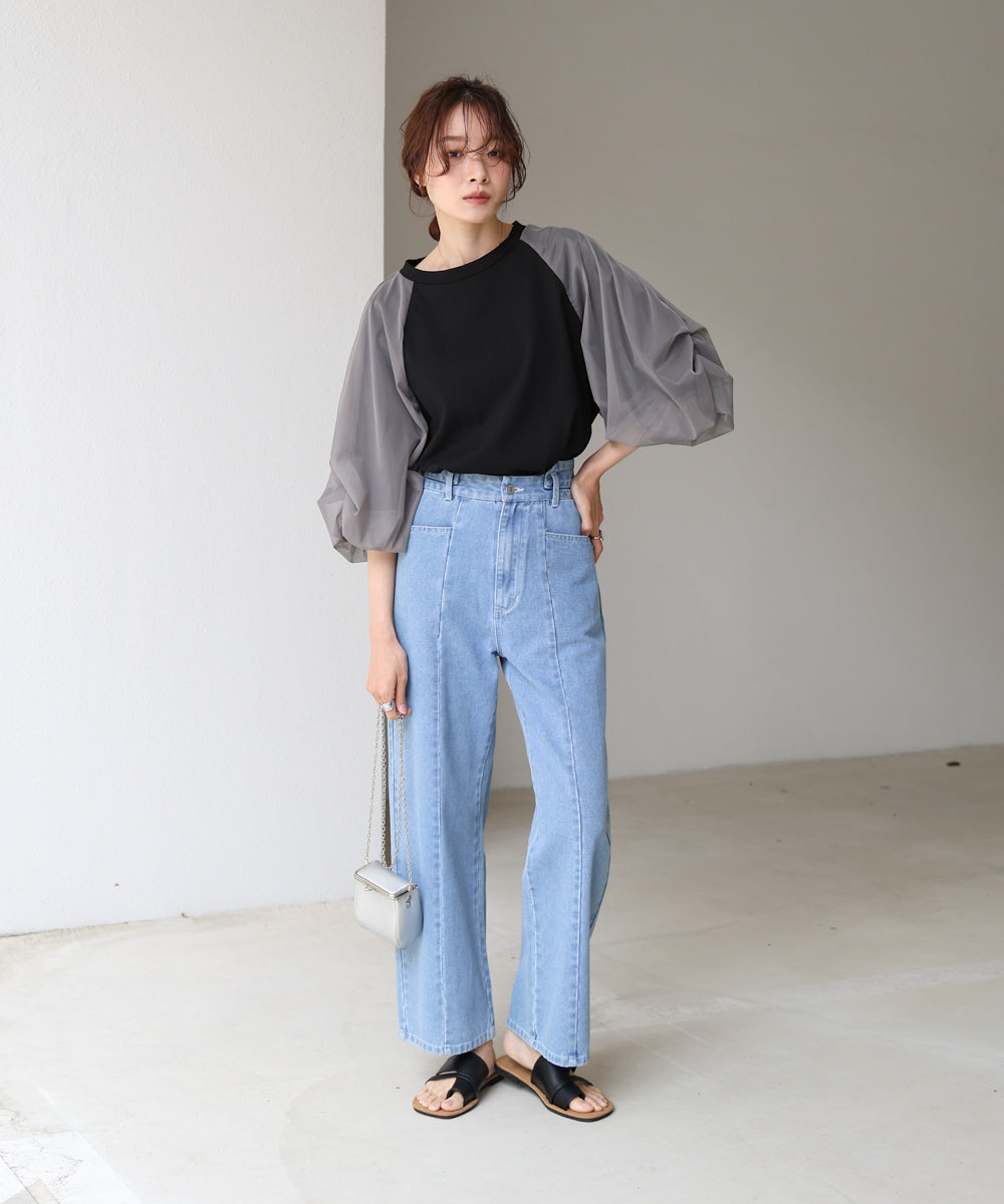 チュールバルーンスリーブシャツ