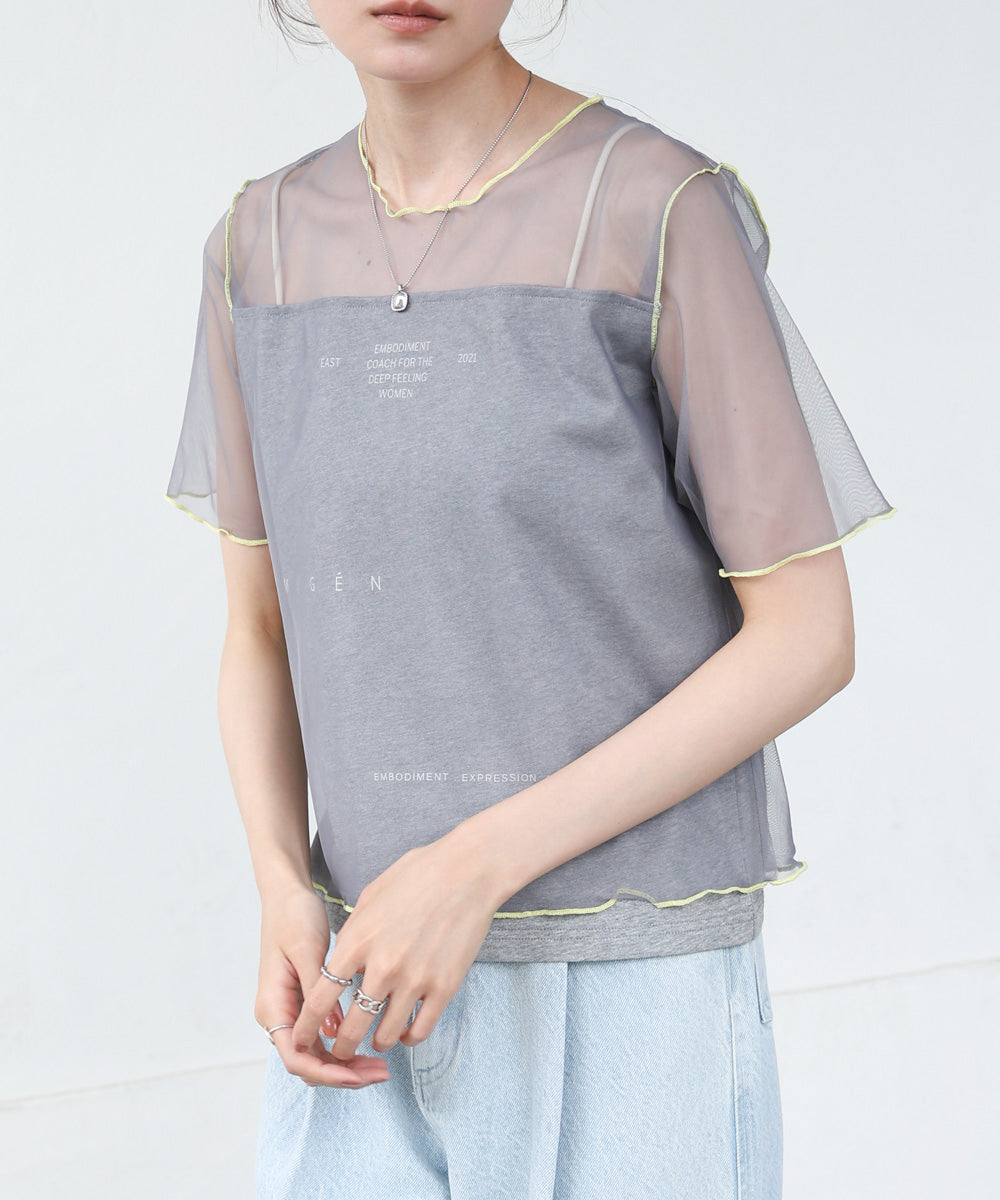 カラーメローチュールレイヤードTシャツ