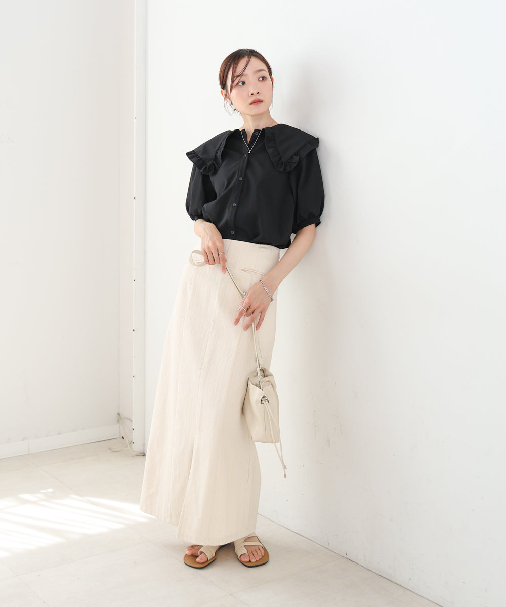 ビックカラーハーフスリーブブラウス