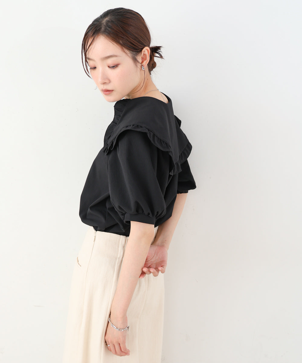 ビックカラーハーフスリーブブラウス