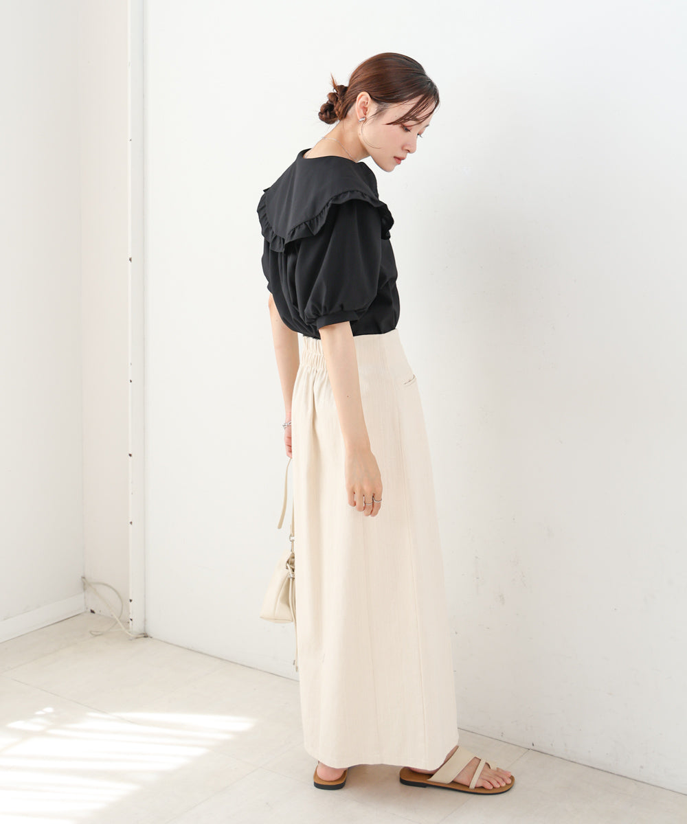 ビックカラーハーフスリーブブラウス