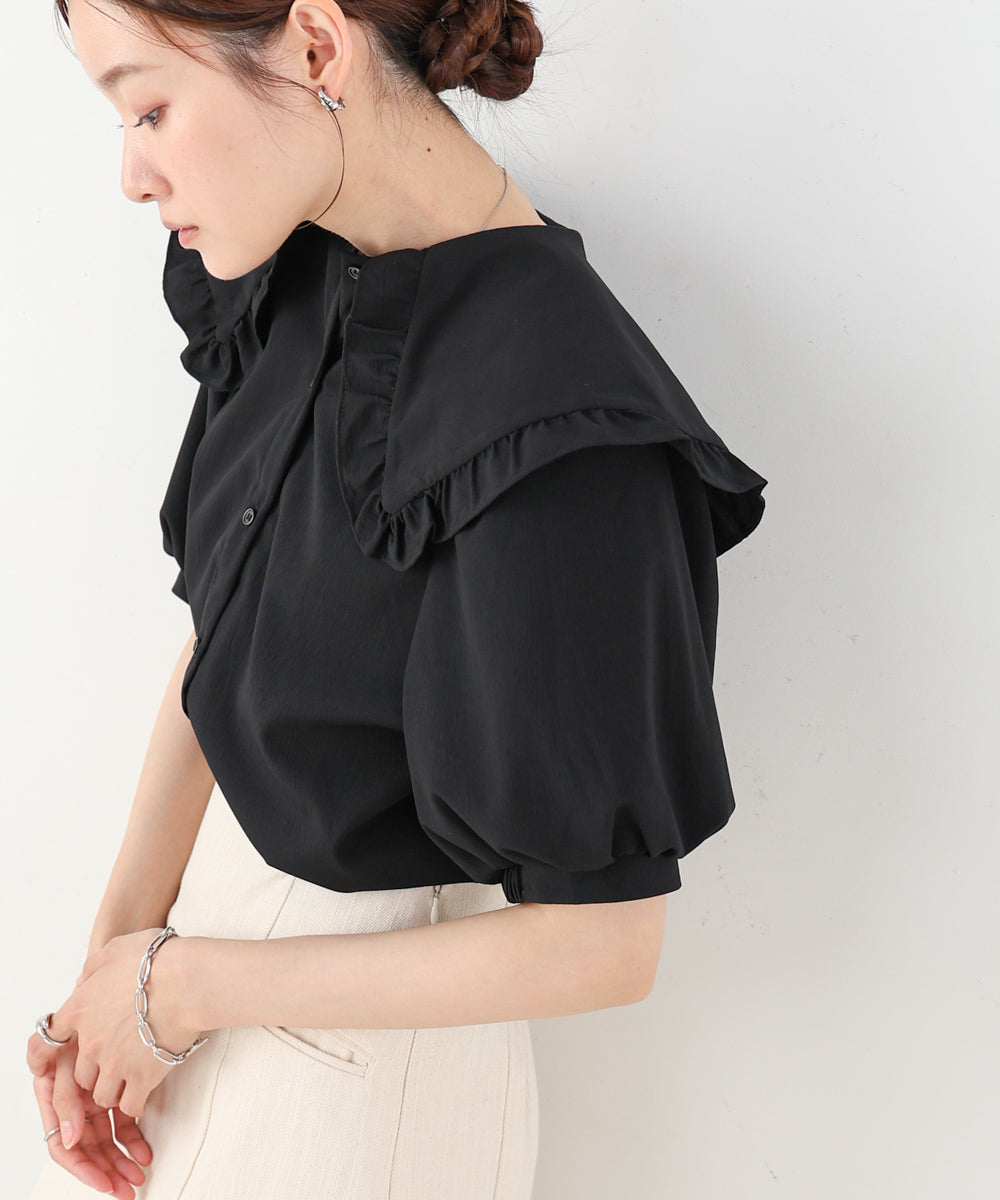 ビックカラーハーフスリーブブラウス