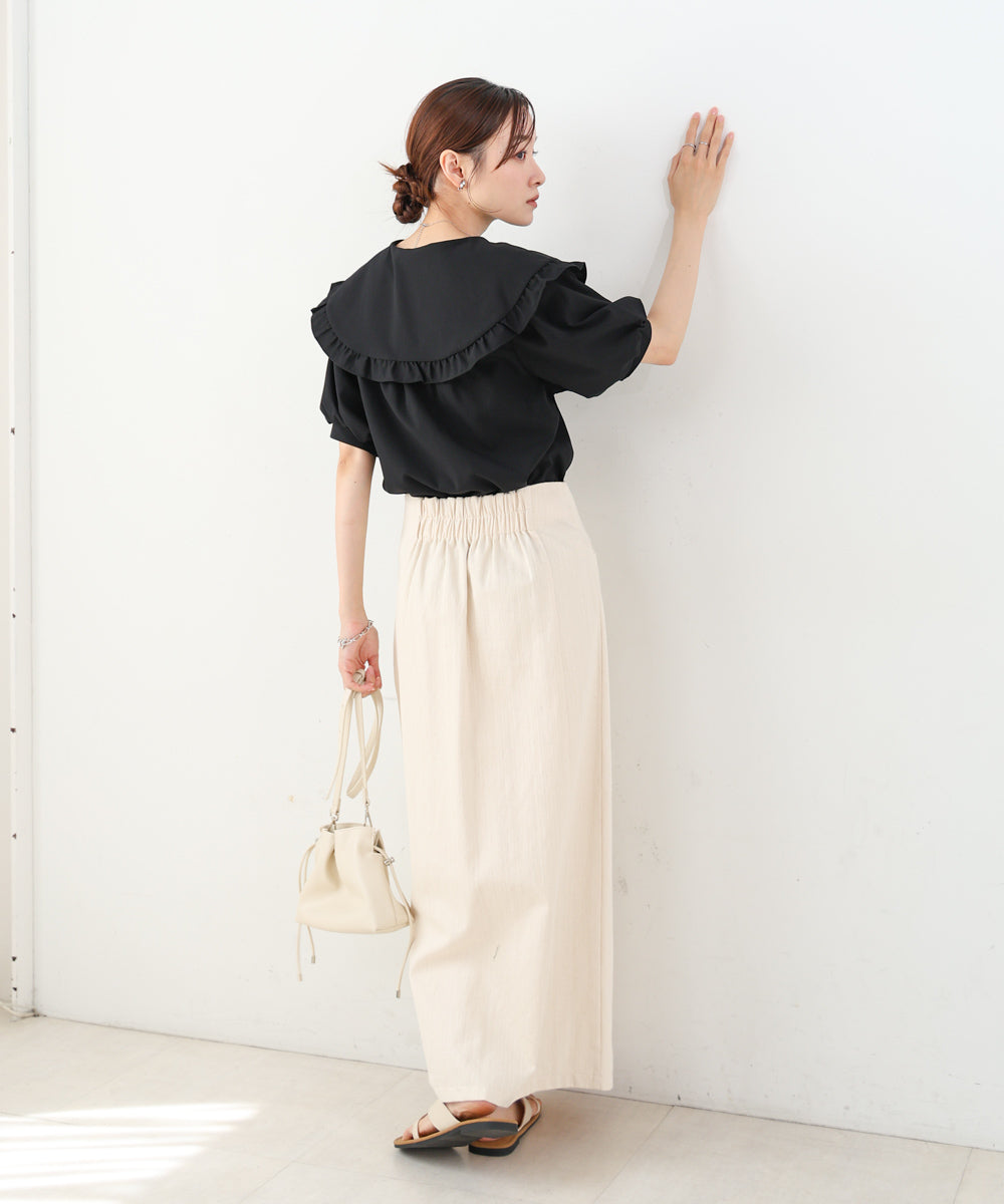 ビックカラーハーフスリーブブラウス