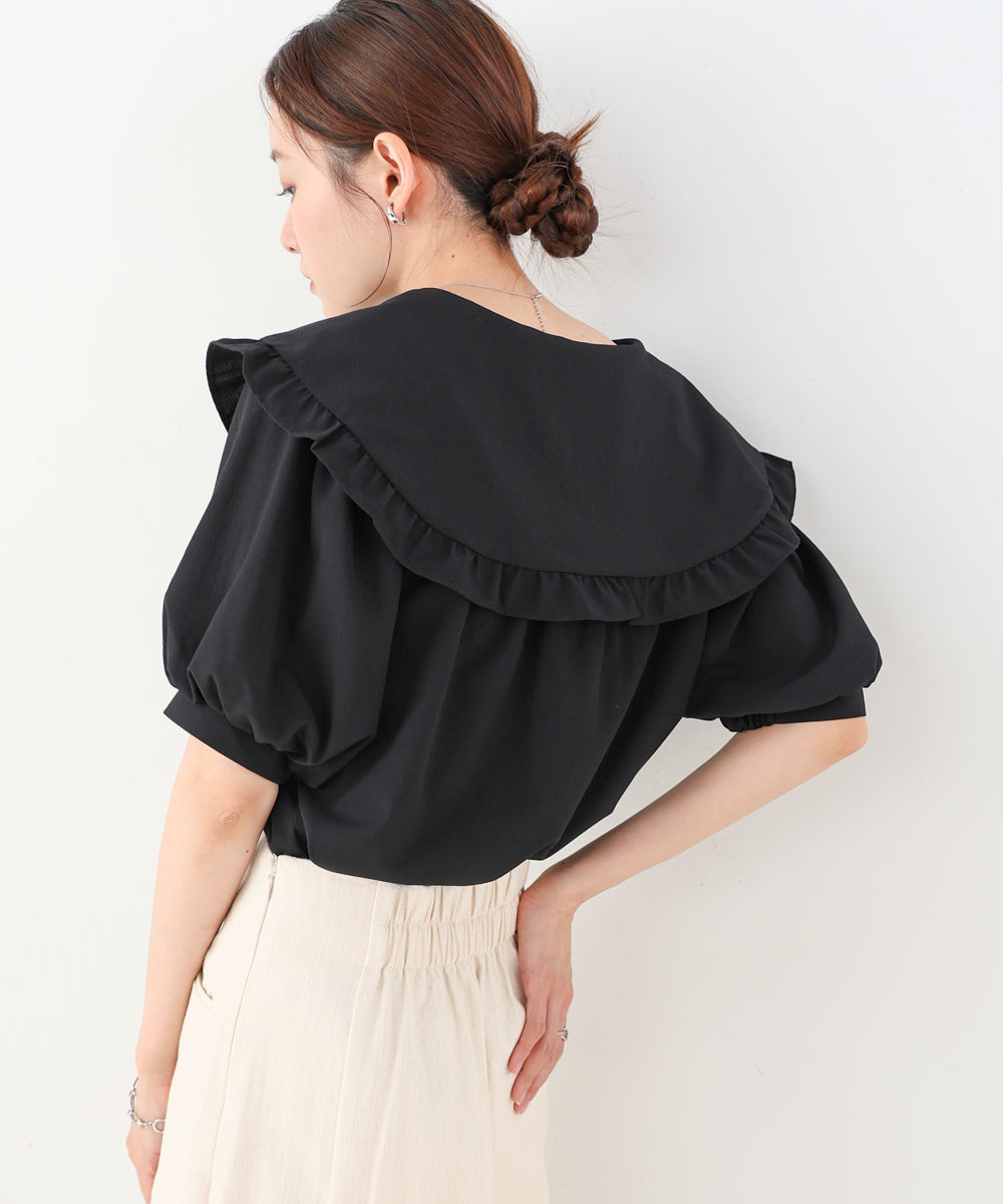 ビックカラーハーフスリーブブラウス