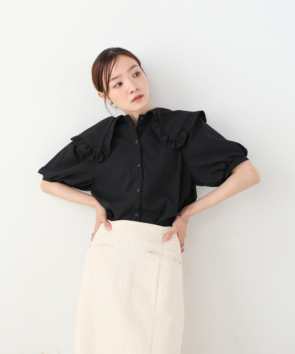 ビックカラーハーフスリーブブラウス