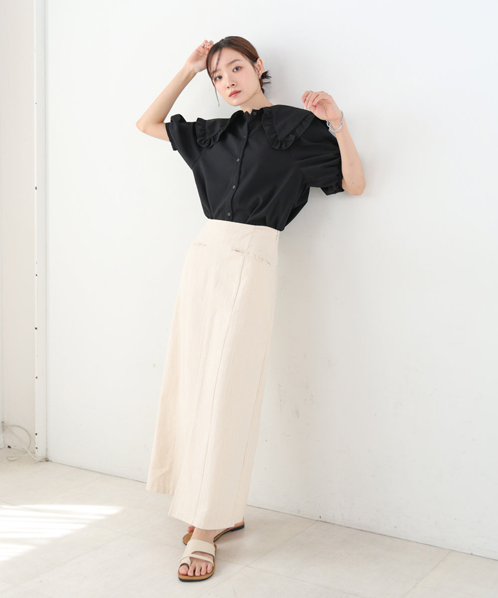 ビックカラーハーフスリーブブラウス