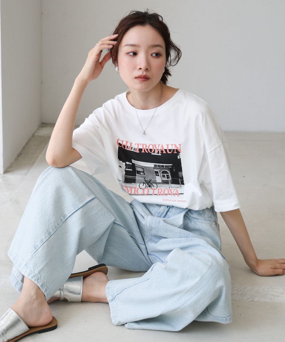 フォトプリントカラーロゴTシャツ