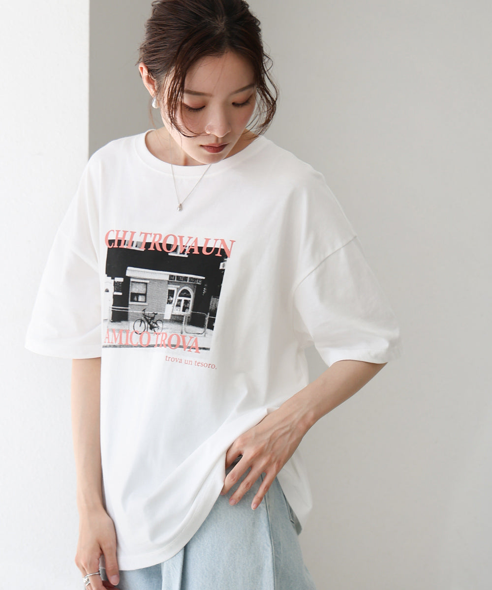 フォトプリントカラーロゴTシャツ