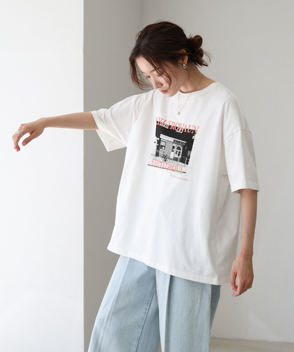 フォトプリントカラーロゴTシャツ
