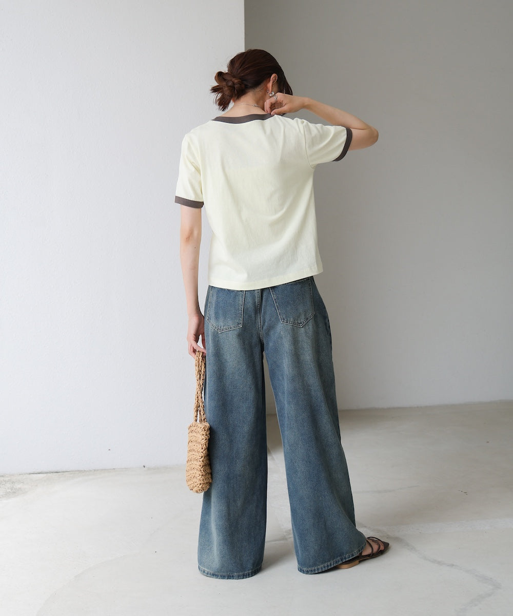 配色リンガーロゴTシャツ