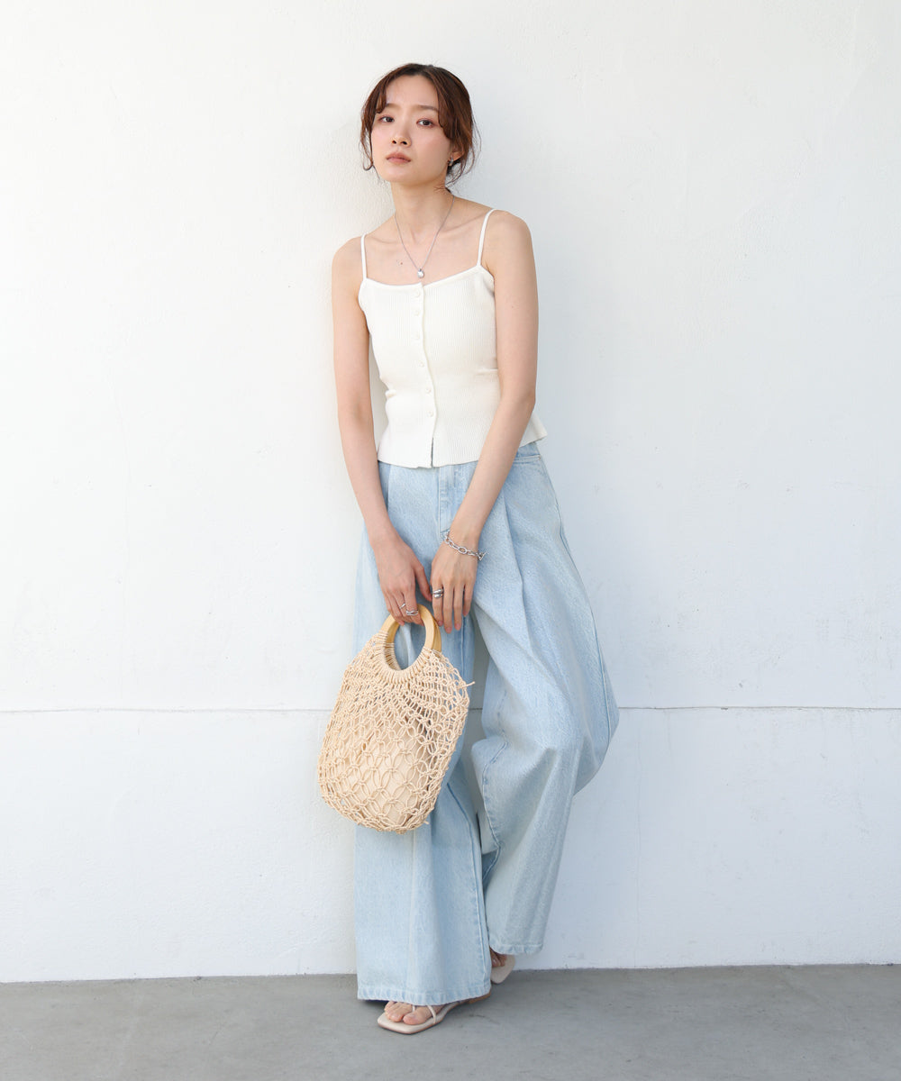 麻タッチニットキャミトップス