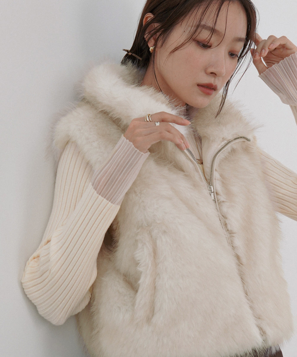 ミックスファーWジップベスト