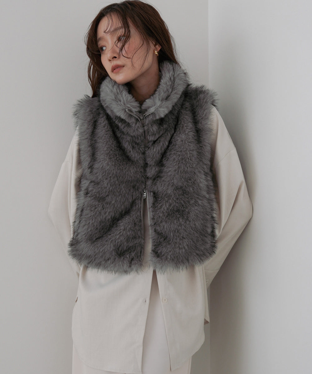 ミックスファーWジップベスト