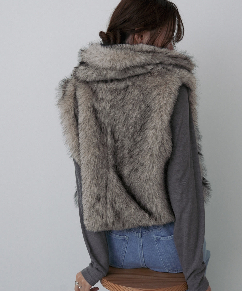 ミックスファーWジップベスト