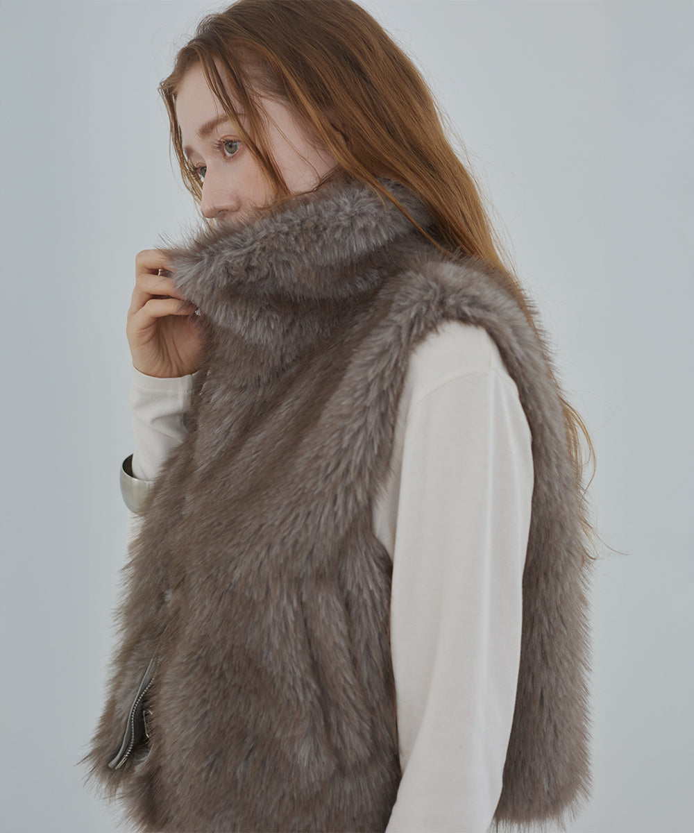 ミックスファーWジップベスト