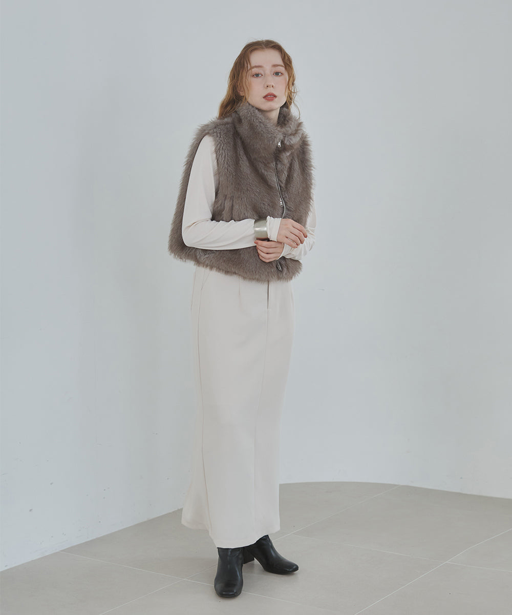 ミックスファーWジップベスト