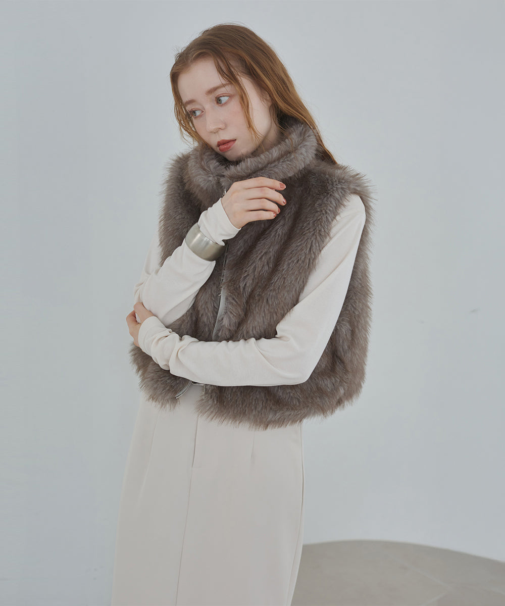 ミックスファーWジップベスト