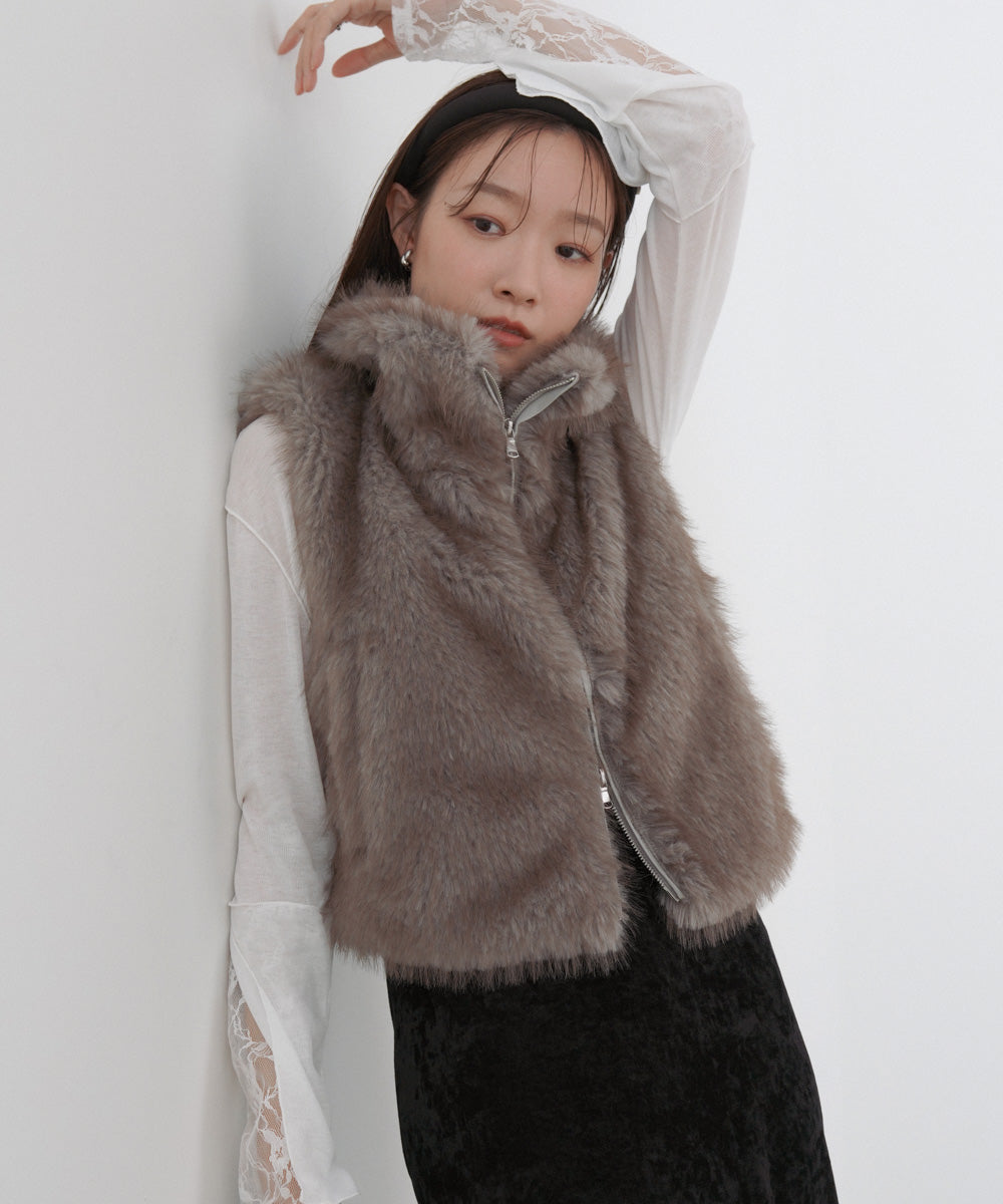 ミックスファーWジップベスト