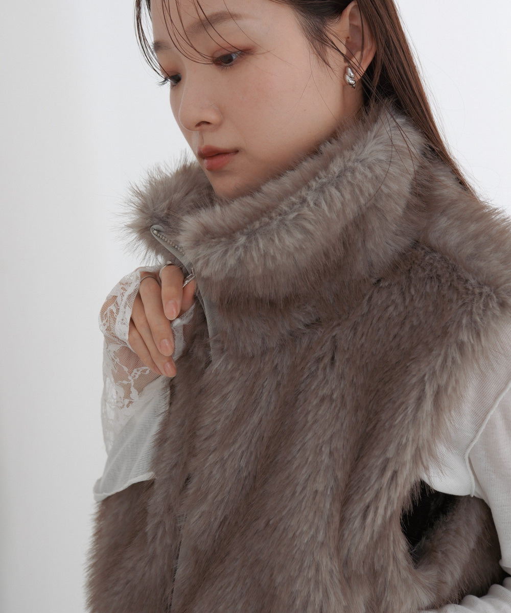 ミックスファーWジップベスト