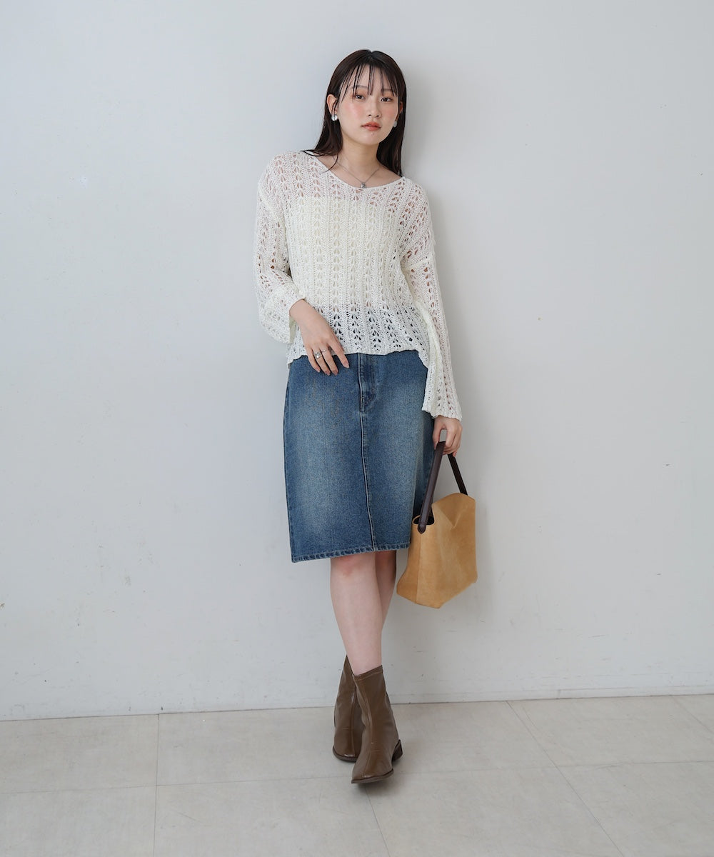 12OZデニムミディスカート