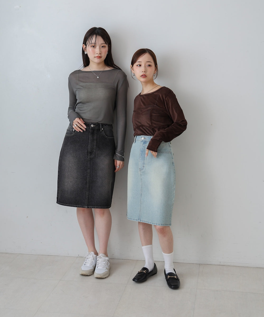 12OZデニムミディスカート