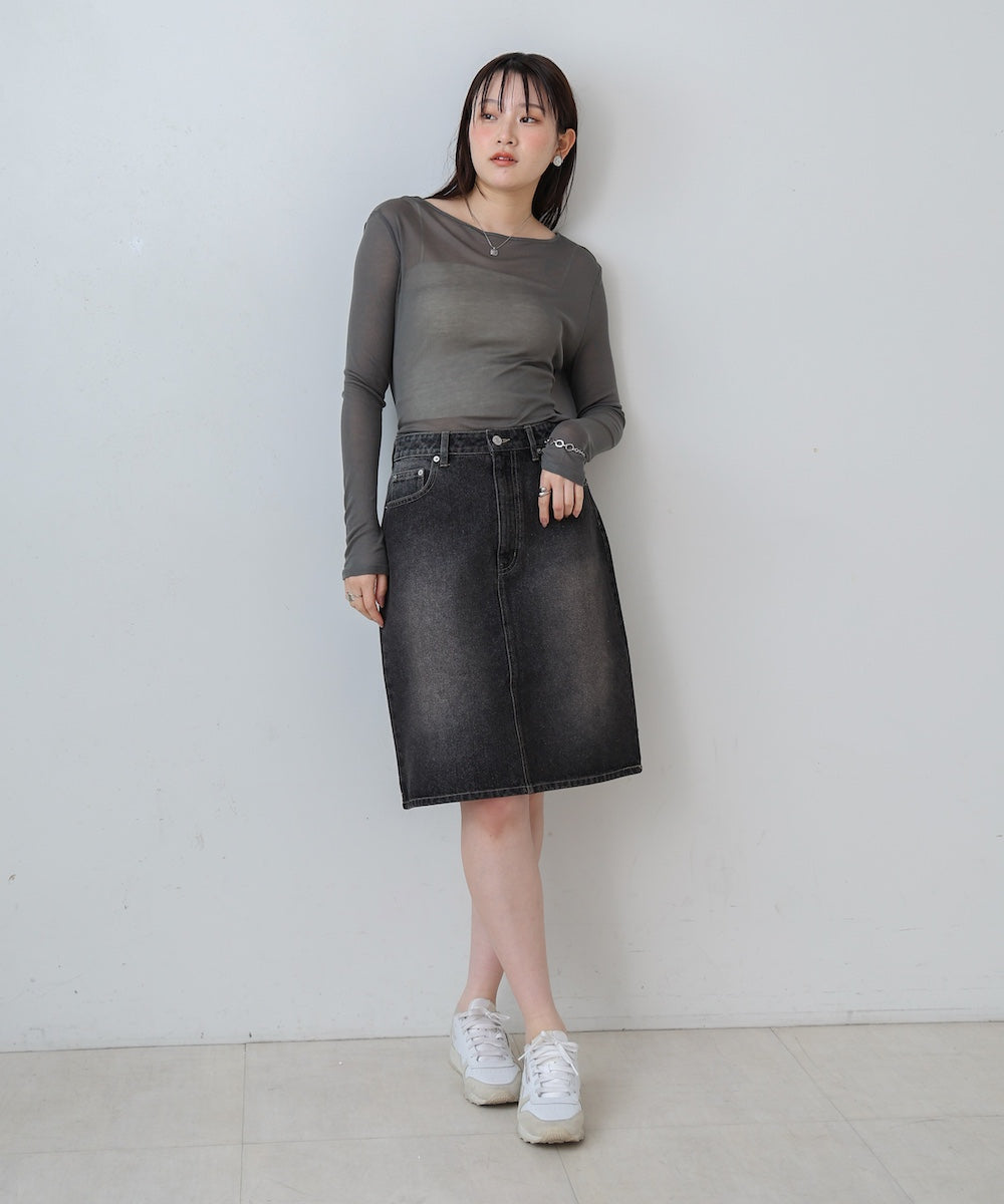 12OZデニムミディスカート