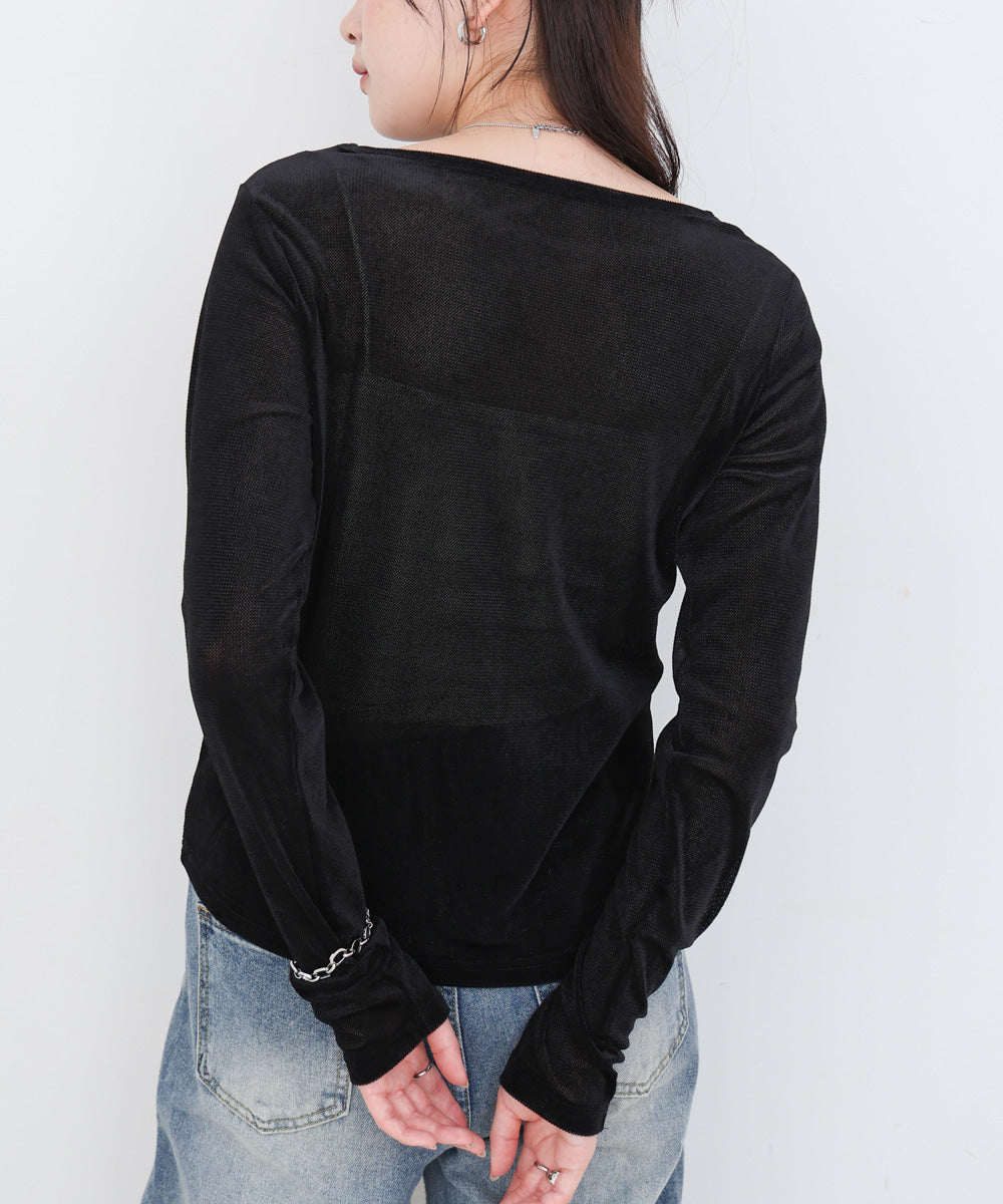 シアーベロアビスチェドッキングプルオーバー