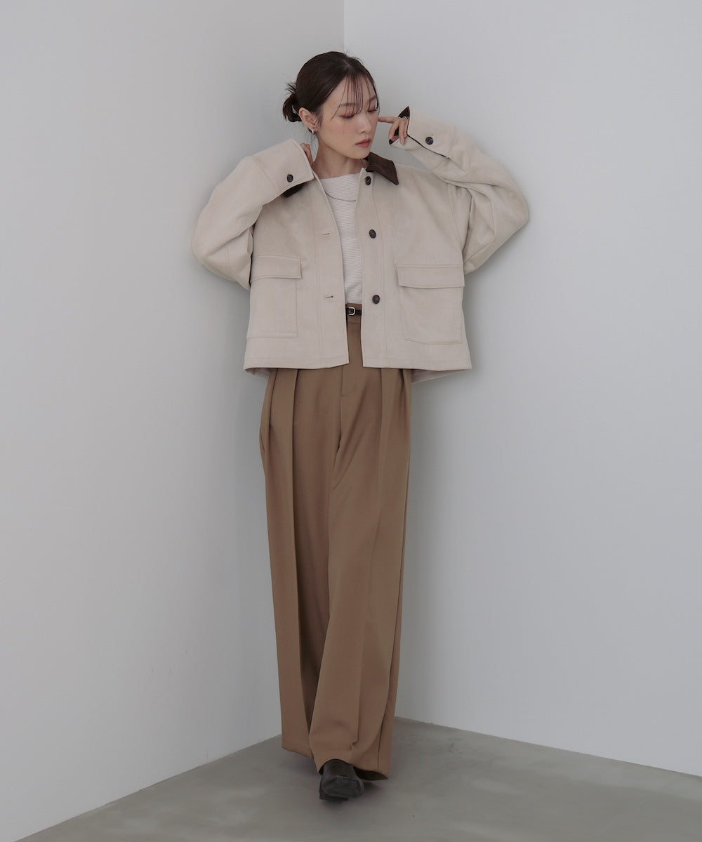 フェイクスエード×コーデュロイショートカバーオール