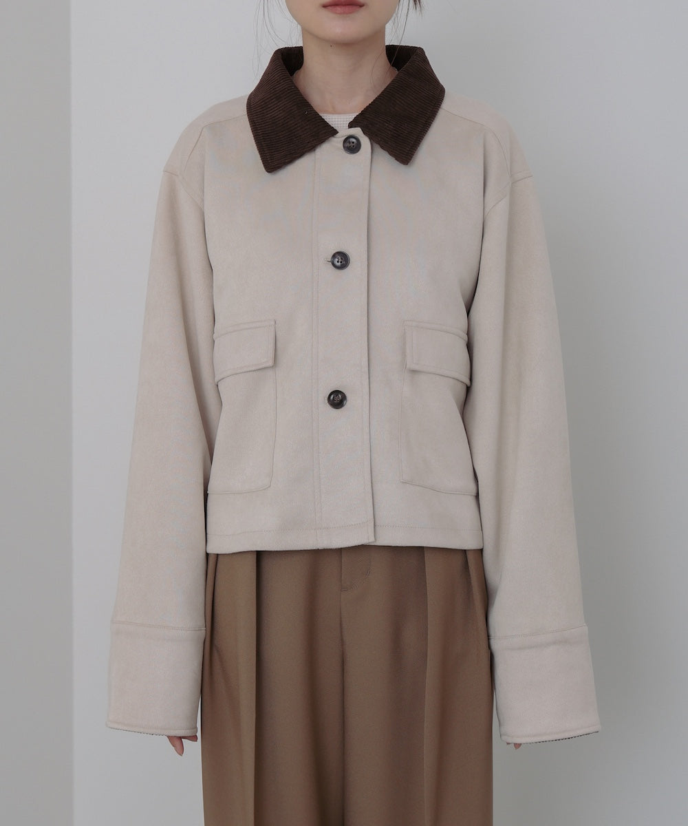 フェイクスエード×コーデュロイショートカバーオール