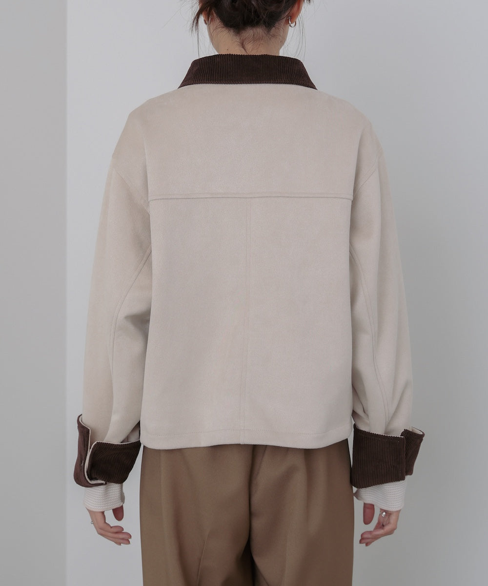 フェイクスエード×コーデュロイショートカバーオール