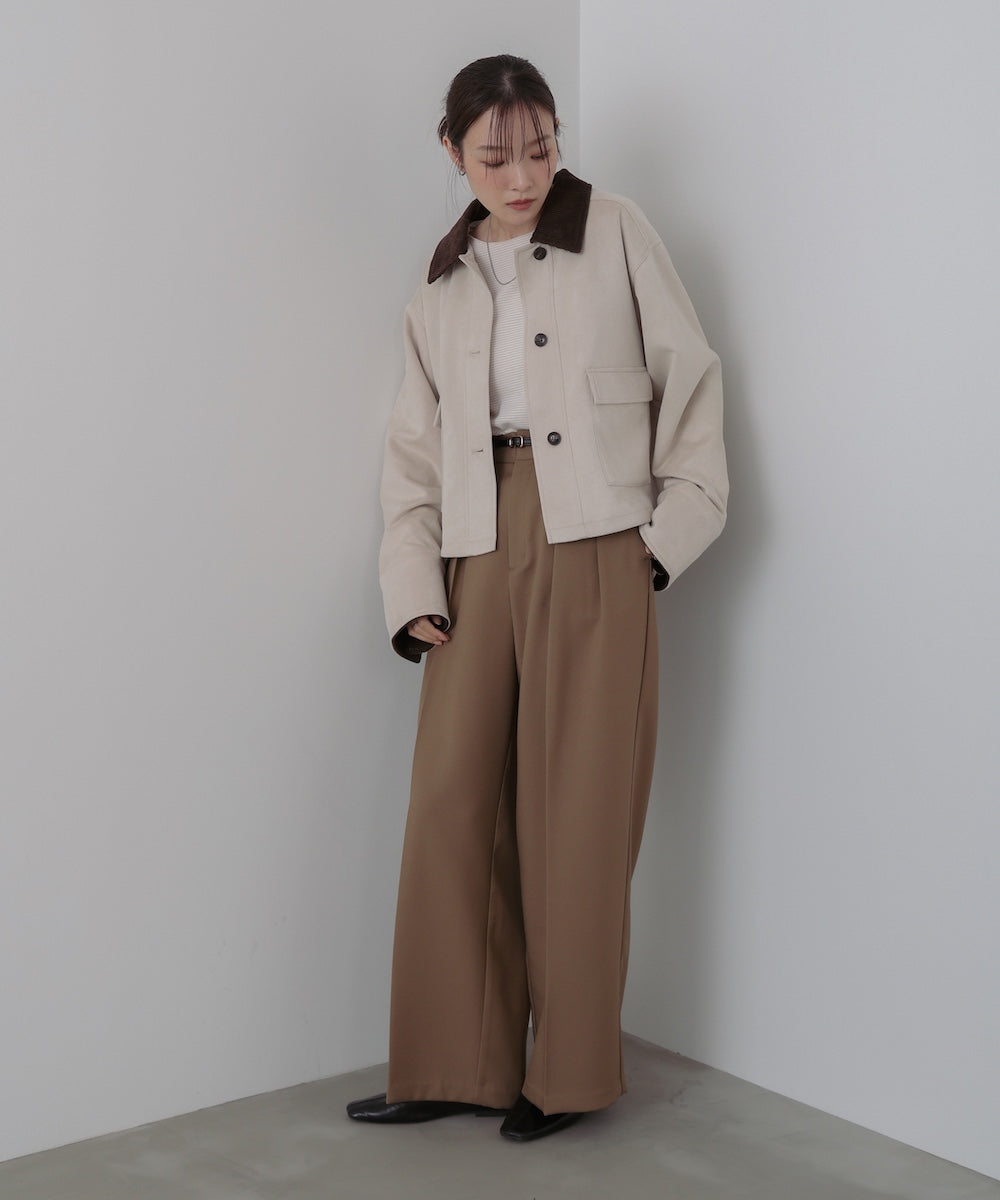 フェイクスエード×コーデュロイショートカバーオール