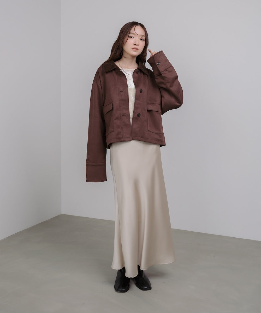 フェイクスエード×コーデュロイショートカバーオール