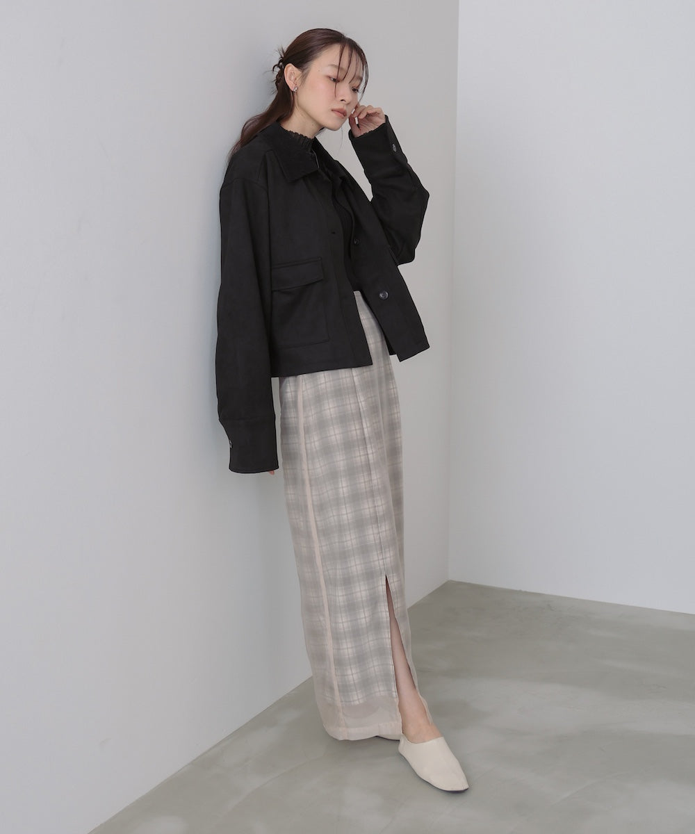 フェイクスエード×コーデュロイショートカバーオール