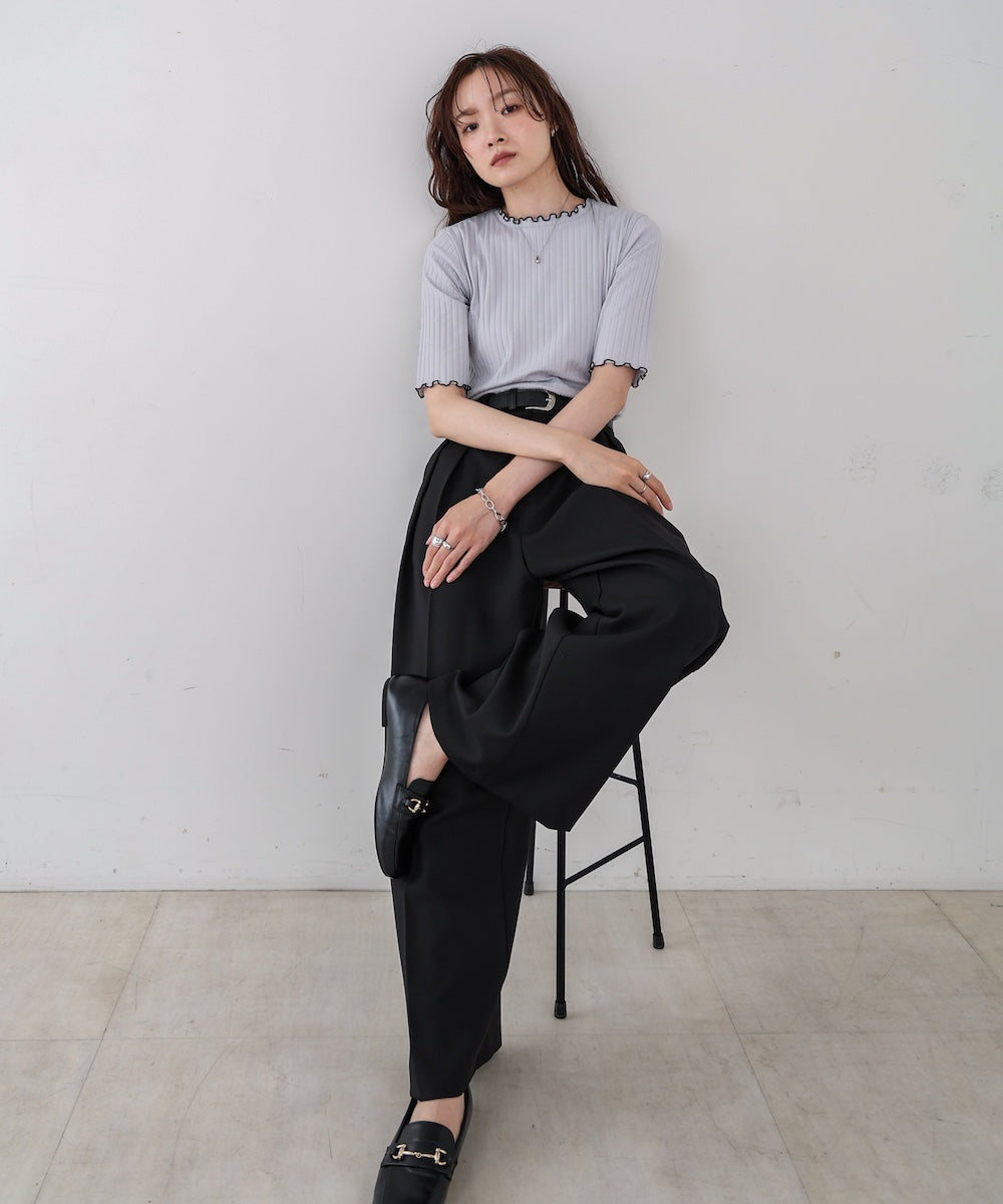 ウェーブメローハーフスリーブリブカットソー