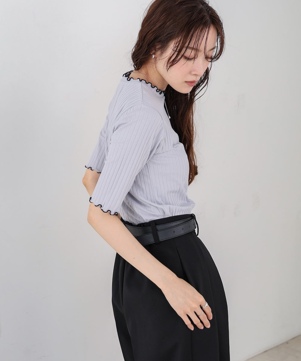 ウェーブメローハーフスリーブリブカットソー