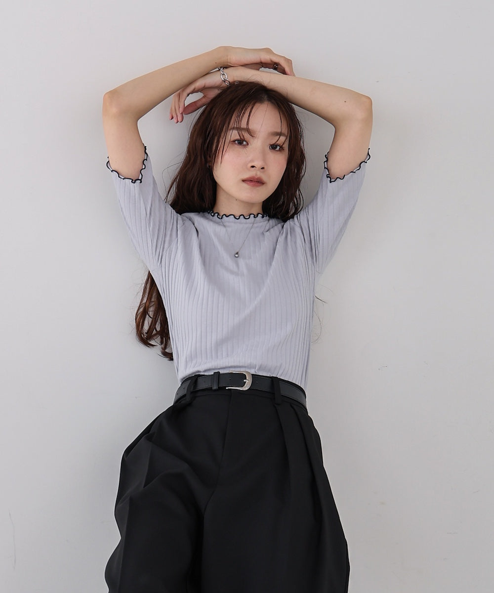 ウェーブメローハーフスリーブリブカットソー