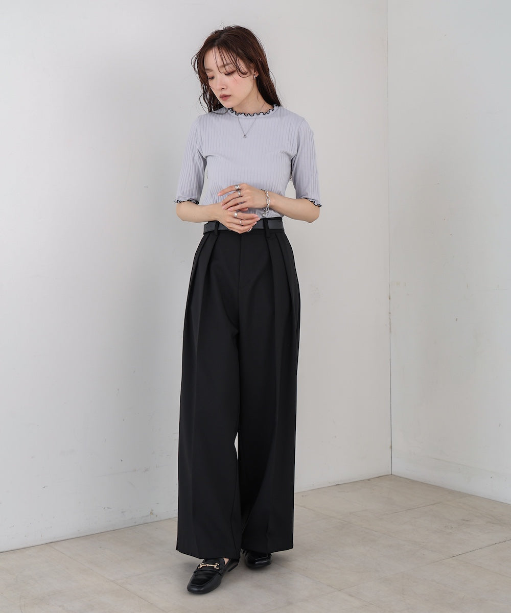 ウェーブメローハーフスリーブリブカットソー