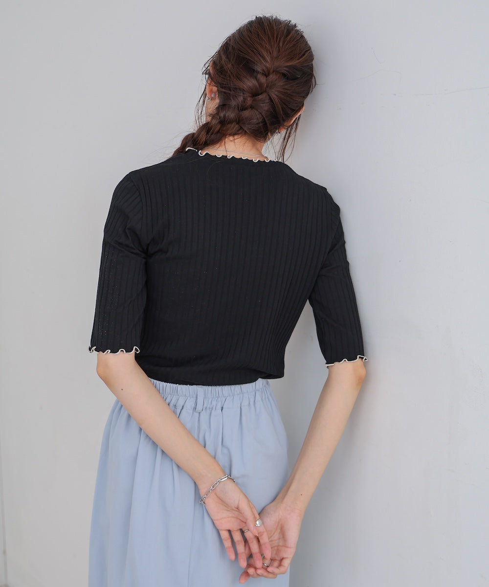 ウェーブメローハーフスリーブリブカットソー