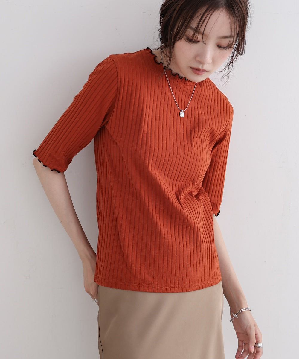 ウェーブメローハーフスリーブリブカットソー